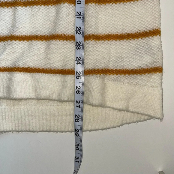 Abercrombie & Fitch White & Yellow Striped Zip Shoulder Sweater Large Women’s - Picture 8 of 11